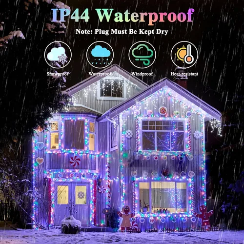 Vista 6 de Guirnalda de 240 luces LED multicolor de 88 pies para interiores y exteriores, luces conectables para árbol de Navidad, impermeables, 8 modos