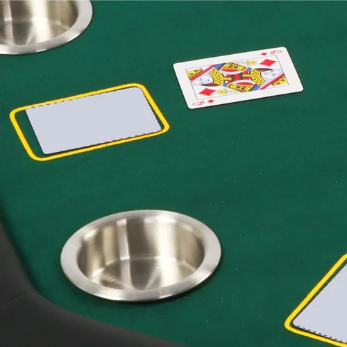 Vista 2 de Mesa plegable de póquer de casino - Mesa de juego Texas Hold'em de 48 pulgadas con portavasos de acero inoxidable