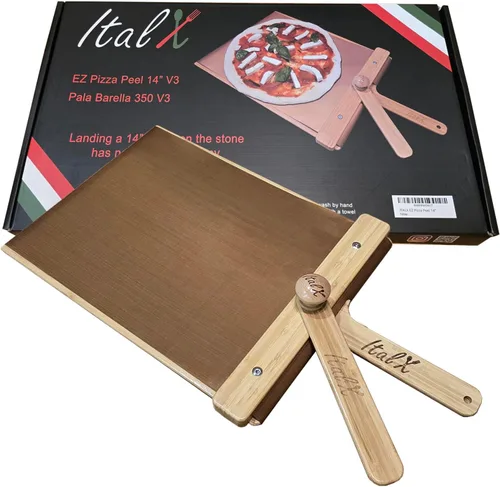 Vista 10 de ITALX EZ Pizza Peel 12 V3 (tamaño real de 11.89 pulgadas) – Pelela profesional de pizza autolanzable – Peel deslizante