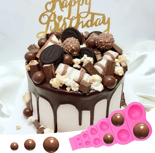Vista 6 de MEMOVAN Molde de fondant de perlas 3D 2 unids Semi Esfera Bola Silicona Chocolate Molde Lollipop Molde de cúpula redonda Molde de silicona Mini