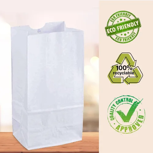 Vista 5 de Bolsas de papel blanco de 4 libras, bolsas para almuerzo, manualidades y comestibles, paquete de 500