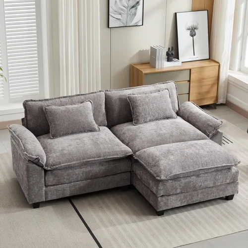 Vista 63 de Oprisen Sofá Seccional Modular, Cómodo Cloud Couch Sofá Seccional, Sofá Cama de Chenilla con Asiento Profundo con Almohadas Decorativas para Sala