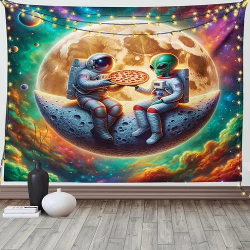 Vista 106 de Ambesonne Tapiz Trippy, vista panorámica de la cascada con bosques de ensueño y mandala oriental psicodélico, decoración de tela para colgar