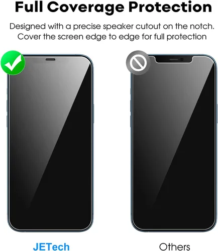 Vista 2 de JETech Protector de pantalla de cobertura completa para iPhone 12 Pro Max de 6.7 pulgadas, película de vidrio templado con herramienta de fácil