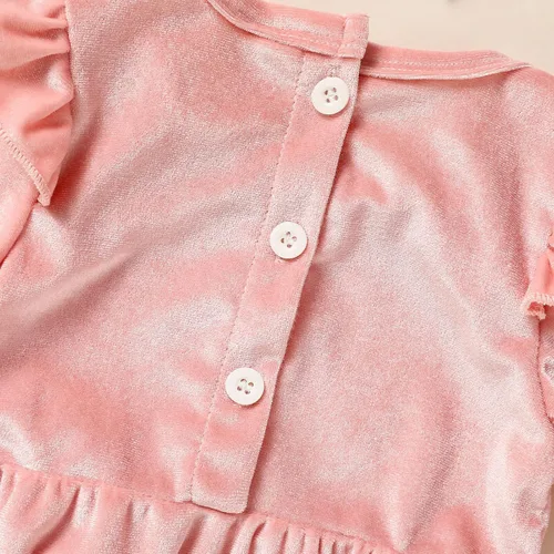 Vista 4 de GRNSHTS Ropa de primer cumpleaños para niña de terciopelo de un año de edad, mameluco de manga larga + diadema, 2 piezas de trajes de pastel
