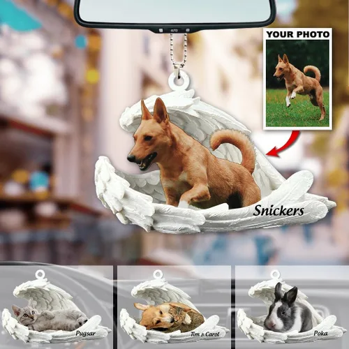 Vista 2 de Adorno personalizado para automóvil de mascota, foto personalizada, adorno de perro, adorno conmemorativo para perro, adorno personalizado