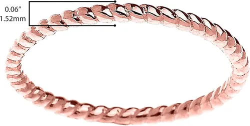 Vista 3 de Anillo delgado de oro rosa de 10 quilates con diseño de cable apilable