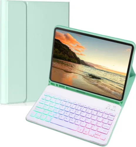 Vista 9 de Funda para teclado Galaxy Tab S6 Lite de 10.4 pulgadas 2024/2022/2020, cubierta de teclado Bluetooth magnético desmontable con retroiluminación de 7