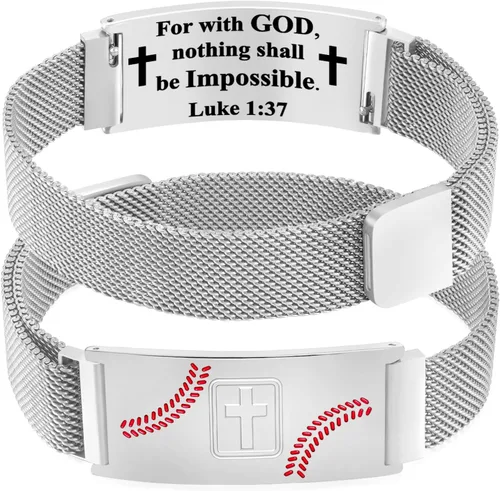 Vista 127 de Regalos de graduación, pulsera de fútbol, fútbol, baloncesto, béisbol, regalos de pulsera, pulseras de cruz de fe para hombres, bautismo, primera
