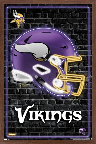 Vista 19 de Trends International NFL Minnesota Vikings - Póster de pared con casco neón 23, 22.4 pulgadas de largo x 14.7 pulgadas, versión enmarcada en madera