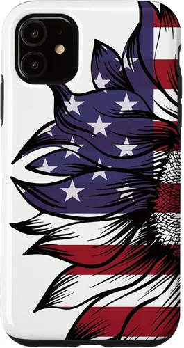 Vista 8 de USA Patriotic 4th of July Sunflower American Flag Case for iPhone 17