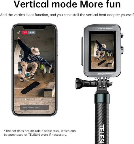 Vista 3 de TELESIN Carcasa metálica de aluminio para GoPro 13, 12, 11, 10, 9, kit de montaje vertical, protector de marco protector de carcasa de esqueleto, se