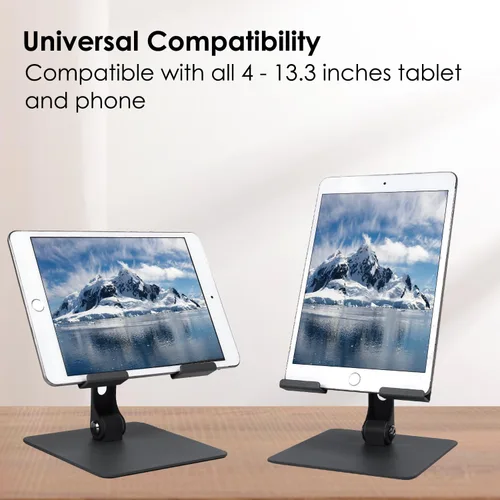 Vista 4 de Soporte para tablet para escritorio, soporte ajustable y estable, plegable multiángulo, compatibilidad universal para tabletas de 4 a 13.3 pulgadas