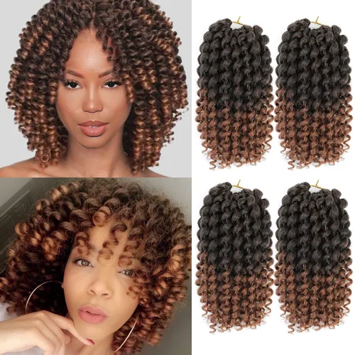 Vista 13 de Cabello Jamaicano de ganchillo para mujeres negras, 4 paquetes de 72 raíces, color negro natural, rizos de ganchillo corto preanudado