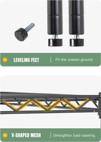 Vista 5 de FDW Estantería de alambre ajustable de 14 pulgadas de profundidad x 36 pulgadas de ancho x 72 pulgadas de alto, estante de metal ajustable, estantes