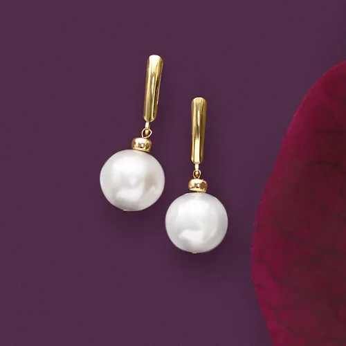 Vista 4 de Ross-Simons Pendientes de gota de perlas cultivadas de 115 a 0492in en oro amarillo de 14 quilates