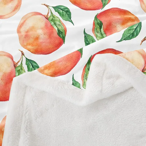 Vista 4 de Feelyou - Manta de forro polar con estampado de melocotones, diseño tropical de frutas, suave y linda, para cama, sofá, sillón, decoración de Multi