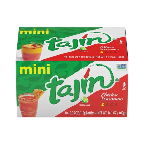Vista 3 de Tajín Clásico Chile - Mini exhibición de condimentos de lima de 0.35 onzas, 40 mini botellas (paquete de 1)
