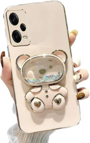 Vista 44 de Miagon Bear - Funda con soporte para espejo para Xiaomi Redmi A1, Quicksand Glitter Electroplated Soft TPU Protector Slim a prueba de golpes