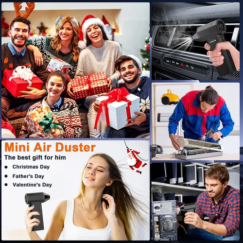 Vista 8 de JVSCAM Plumero de aire comprimido – Plumero de aire eléctrico con motor sin escobillas – Ventilador de aire inalámbrico ajustable de 3 engranajes