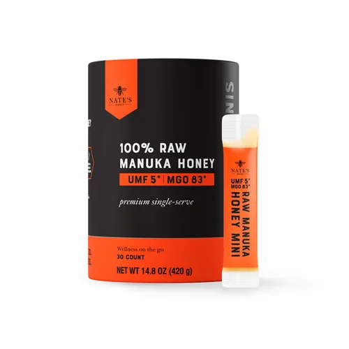 Vista 15 de Nate's Manuka Honey Minis - 10 unidades de una sola porción, miel de manuka pura - MGO 83+ Certificado UMF 5+ - 10 paquetes de una sola porción