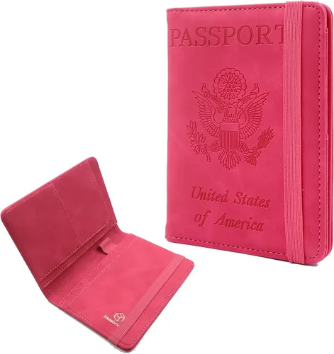 Vista 31 de Melsbrinna Funda de cuero prémium para pasaporte, impermeable, con bloqueo RFID, cartera de viaje con soporte para bolígrafo, bonito libro