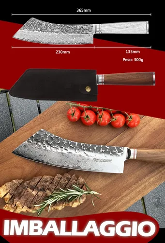 Vista 5 de YOUSUNLONG - Cuchillo de barbacoa de 9 pulgadas, cortador de pechuga de damasco para carne ahumada Plata y nogal