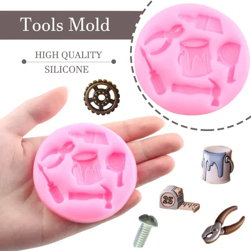 Vista 2 de Mujiang Herramientas manuales de silicona, herramientas de construcción, molde de fondant, engranaje de neumáticos, tuerca de tornillo, molde