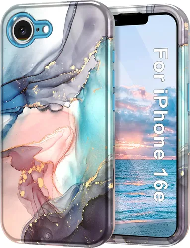 Vista 17 de Btscase Funda para iPhone 16 (2024), [probada en caídas de grado militar] Diseño de patrón de mármol delgado, resistente, a prueba de golpes