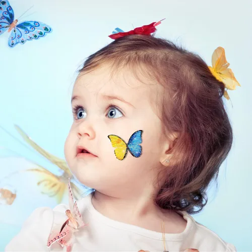 Vista 5 de Leesgel Tatuajes temporales para niños y mujeres, calcomanías de tatuaje con purpurina para recuerdos de fiesta, premios para aula, dulce o truco