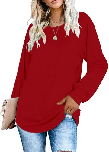 Vista 3 de Qearal Túnicas para mujer, de manga larga, holgadas, casuales, sin botones