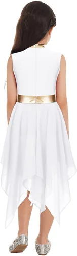 Vista 4 de Linjinx Vestido de baile lírico para niñas y niñas, disfraz de celebración litúrgica, bata de iglesia