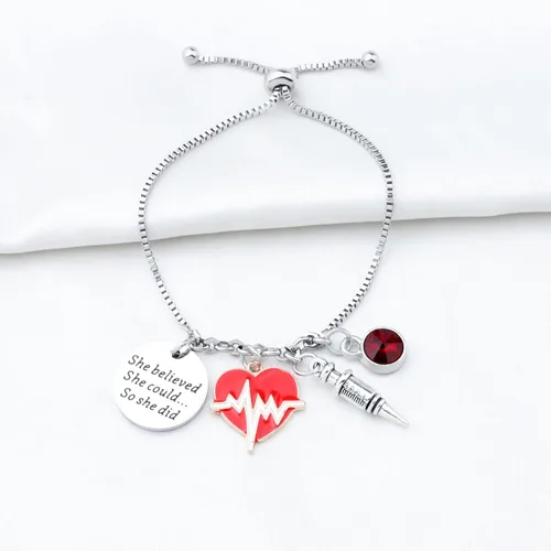 Vista 6 de PLITI Pulsera flebotomista Regalo de graduación de técnico de flebotomía She Believed She Could So She Did