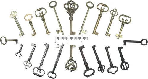 Vista 10 de Juego de llaves de esqueleto universal, funciona solo con orificios de cerradura de 1/2 pulgada, llaves vintage genéricas de barril hueco