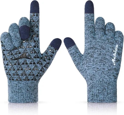 Vista 8 de Achiou Winter Gloves for Men and Women, Touchscreen Soft Knit Gloves Camello almendra