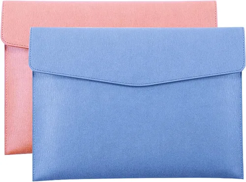 Vista 8 de Carpeta de archivos A4 de piel sintética, soporte para documentos, impermeable, cartera con cierre a presión, color negro, 2 paquetes
