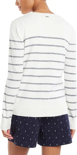 Vista 3 de Nautica Suéter Voyage de manga larga 100% algodón a rayas con cuello redondo para mujer