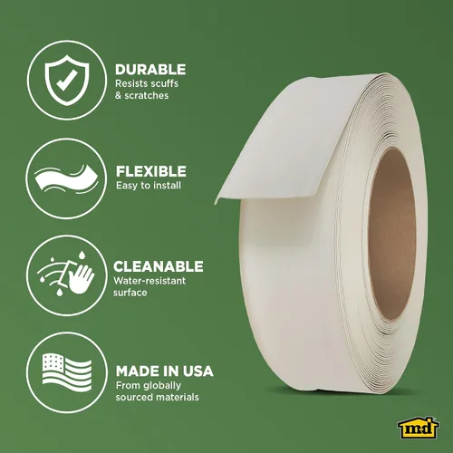 Vista 4 de M-D Building Products Base de pared de vinilo con parte trasera seca de 4 pulgadas x 120 pies, ribete de vinilo flexible con parte trasera seca