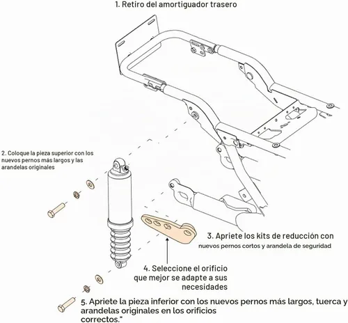 Vista 3 de Motobiker Kit de bajada trasera ajustable de 1-3 pulgadas compatible con Touring Street Glide Rear 2002-2016 (se adapta a modelos Touring 2002-2016)