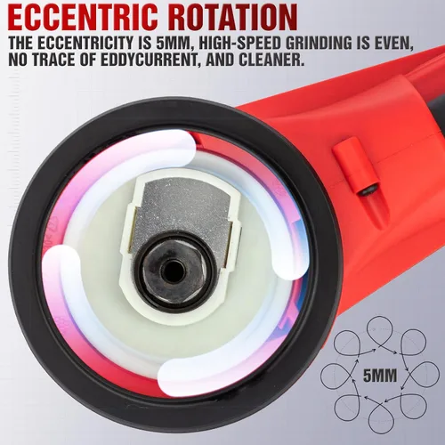 Vista 5 de Lijadora orbital aleatoria eléctrica Autolock, motor sin escobillas de 350W con almohadillas de 5 y 6 pulgadas, lijadora de palma de 10000RPM