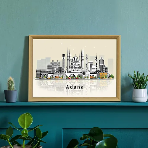 Vista 3 de Pera Print ADANA - Póster de Adana Turquía, ilustración de horizonte urbano de ciudad, póster moderno de pavo, impresión de paisaje urbano y punto