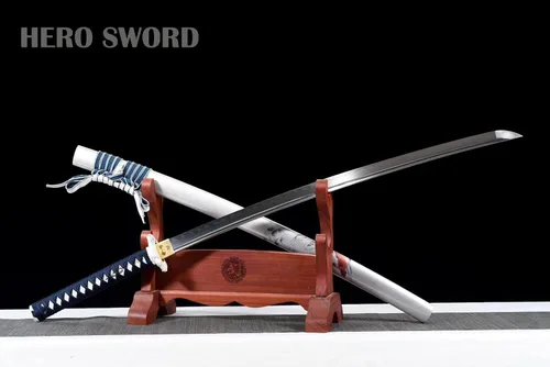 Vista 4 de Clay Tempered Katana T10 Clay Juego de 2 piezas-koi Theme Japanese Samurai Swords Set Real Hamon Razor Sharp Full Tang Arma listo para combate
