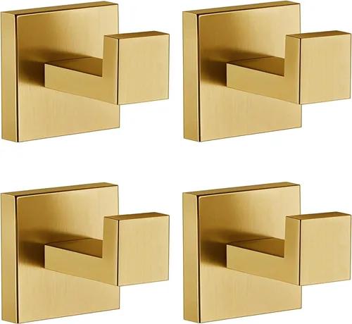 Vista 21 de Ganchos para toallas para baños, gancho de toalla de oro cepillado para cocina y baño, gancho de acero inoxidable SUS304, ganchos resistentes