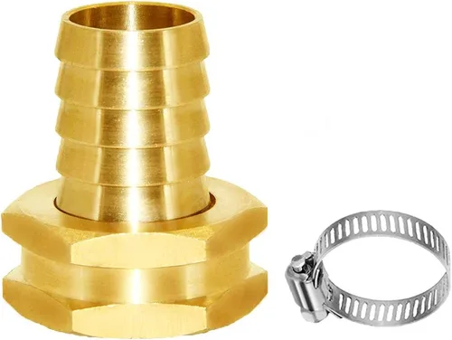 Vista 8 de Joywayus 1/2" Barb x 3/4" Hembra GHT Rosca Giratoria Hexagonal Latón Jardín Manguera de Agua Conector de Cobre con Abrazadera de Acero Inoxidable