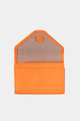 Vista 3 de grande Estuches para tarjetas 3639, Naranja, Tarjetero de cuero con cierre magnético, cartera pequeña de acordeón para mujer