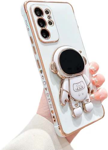 Vista 68 de phylla para Samsung Galaxy A12 Funda de Teléfono con Soporte Oculto de Astronauta Chapado en Oro de Lujo Lindo Astronauta Lateral Lindo