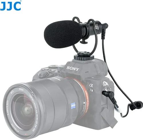 Vista 6 de JJC SGM-V1 - Micrófono de video de escopeta, micrófono cardioide condensador Vdeomicro con soporte de choque, parabrisas de espuma peluda