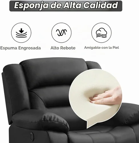 Vista 6 de EBELLO Silla reclinable eléctrica clásica, de piel sintética, de gran tamaño, con cojín suave y respaldo, sofá con cómodo sillón para sala de estar