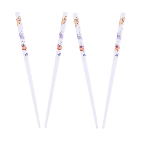 Vista 11 de Juego de 4 palillos para el cabello con mariposas, color blanco y negro