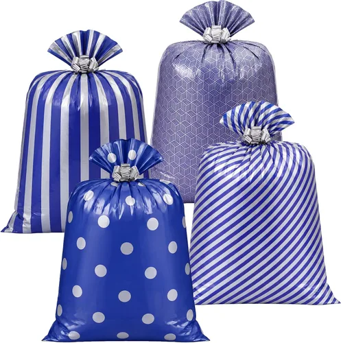Vista 14 de Fulmoon - 4 bolsas de regalo jumbo de 48 pulgadas, grande, negro dorado